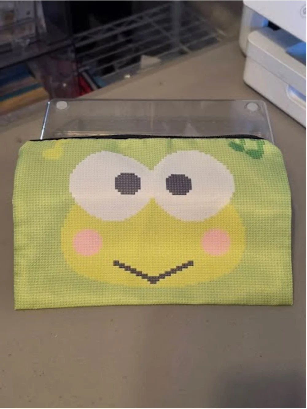 #KP-2410 Keroppi Zippered Polyester Accessory / Pencil Pouch